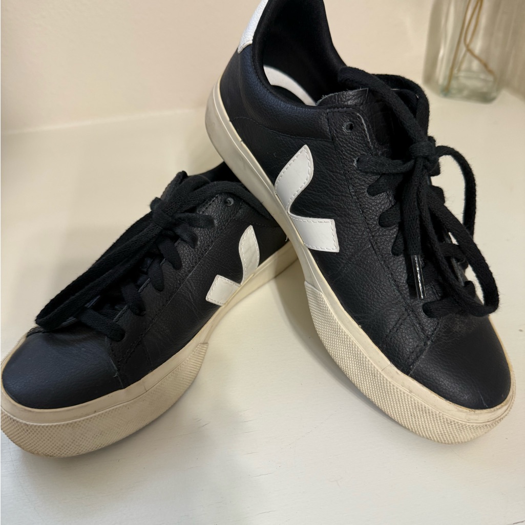 Veja Campo Two Toned Leather Black And White Women's Sneakers